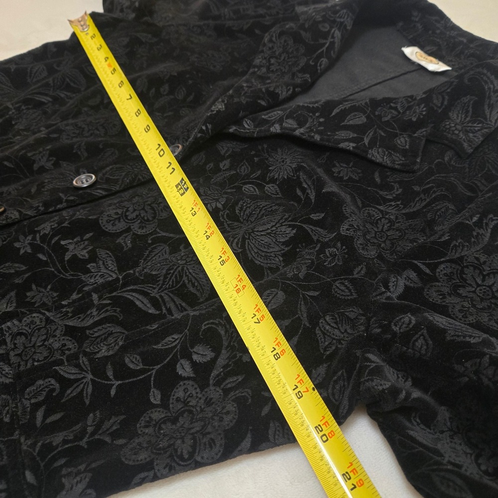 Talbots Womens Black Floral Damask Corduroy Blazer Jacket 3-Button Cotton L - Picture 5 of 16